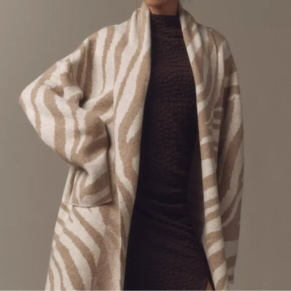 Anthropologie Women's Beige The Mariel Longline Cardigan Sweater Size O/S 2983 - Picture 4 of 12